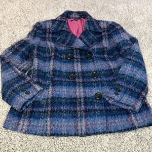 CHADWICKS 14T Windowpane Plaid Wool/Mohair Blend Peacoat Jacket